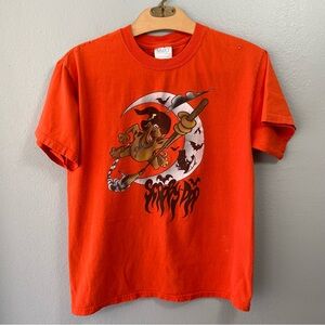 ♦️5/$15♦️ Scooby-Doo Distressed Halloween Moon Bats Witchy Orange Tee T-Shirt